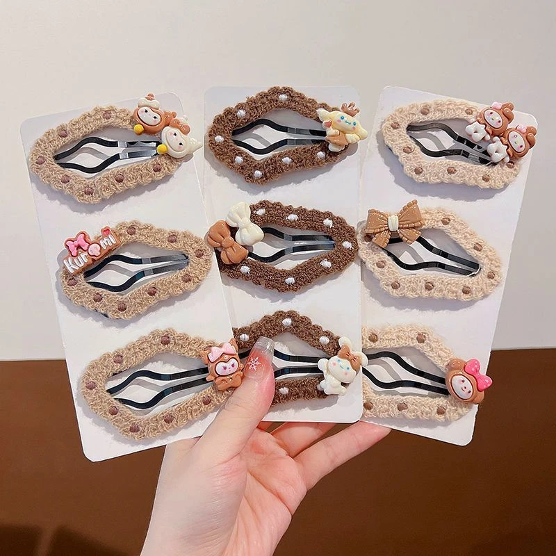 秋冬儿童云朵星星掰掰夹女童咖色后脑勺发卡女孩刘海侧边碎发夹子