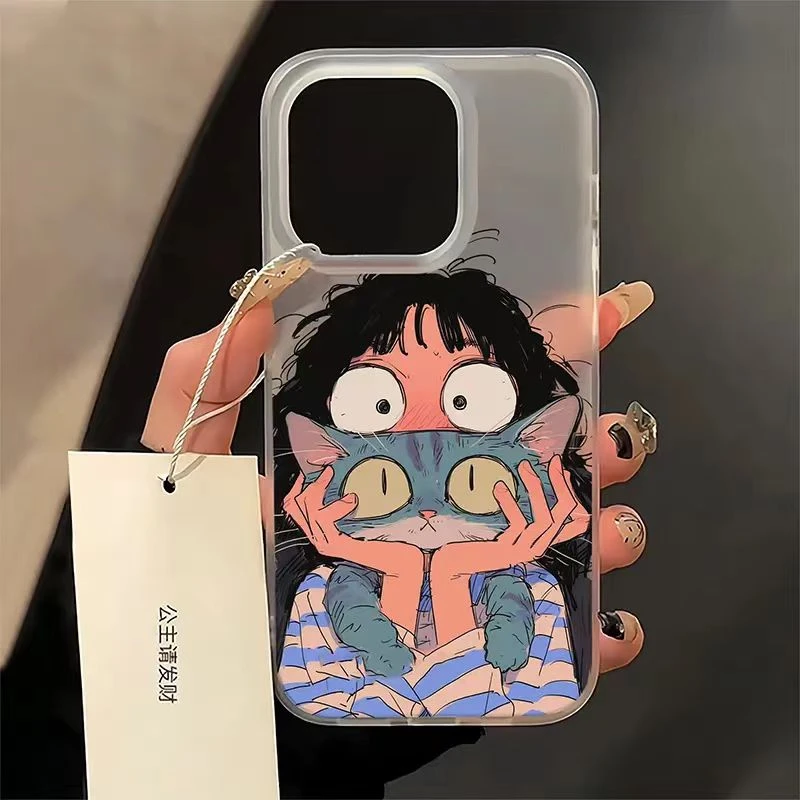 猫咪女孩适用苹果15pro/14手机壳11iphone13女12小米vivo华为oppo