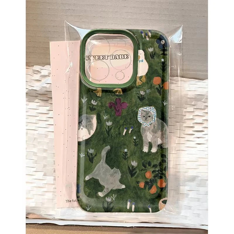 油画猫咪适用苹果15pro/14手机壳11iphone13女12小米vivo华为oppo