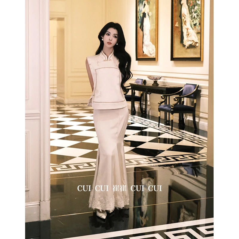 CUI CUI 崔崔【浅滩银珠】设计款套装裙气质显瘦新中式风C02470