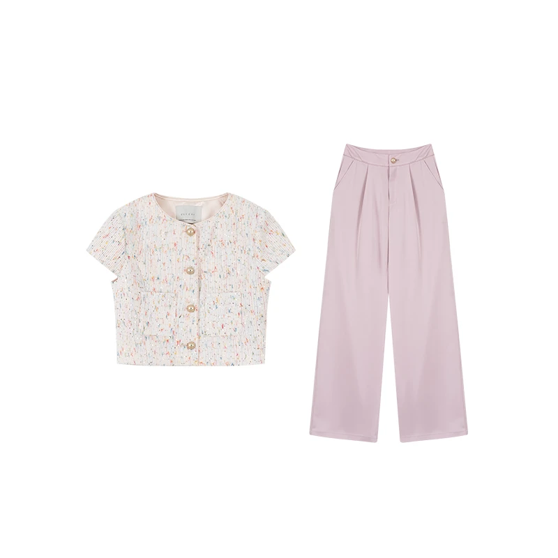 CUI CUI 崔崔【书香云粉】小香风高级感薄款洋气开衫套装女C024144