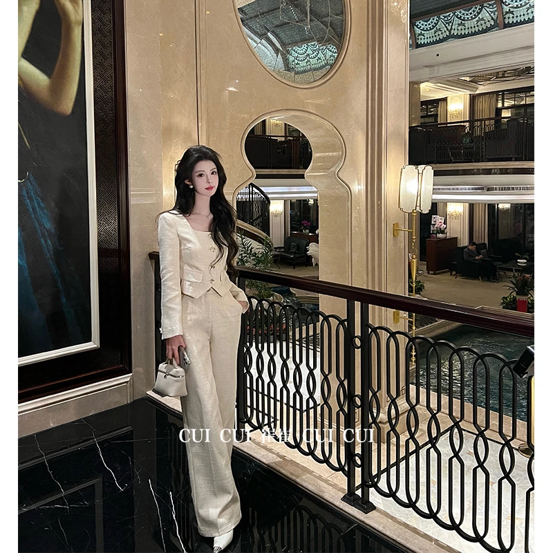 CUICUI崔崔【西西里岛】设计感时尚法式小香风小众外套/裤子C023659