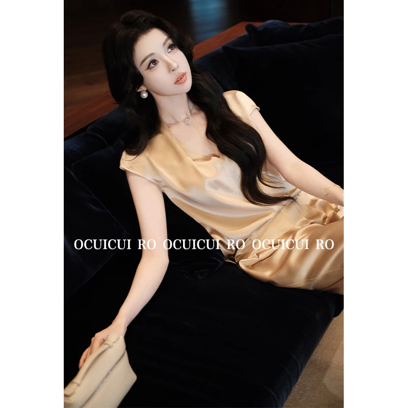 CUI CUI 崔崔【暮色山谷】设计感气质缎面显瘦72醋酸女装C024156