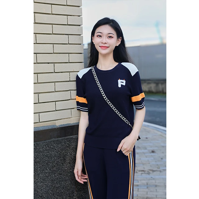 诗篇女士夏季23夏度假撞色时尚休闲气质显瘦毛织衫套装6C63206433