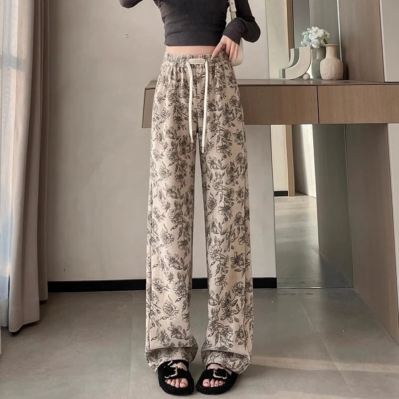 复古宽松拖地裤显瘦阔腿裤女春秋新款百搭气质时尚休闲裤高腰直筒