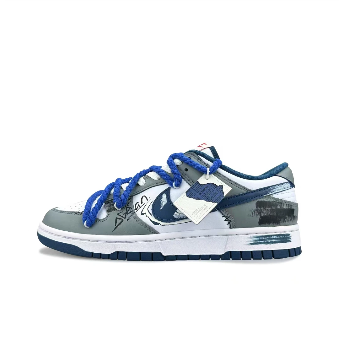 【定制球鞋】 Nike Dunk 大洋彼岸 潮流贴布 复古做旧 趣味涂鸦