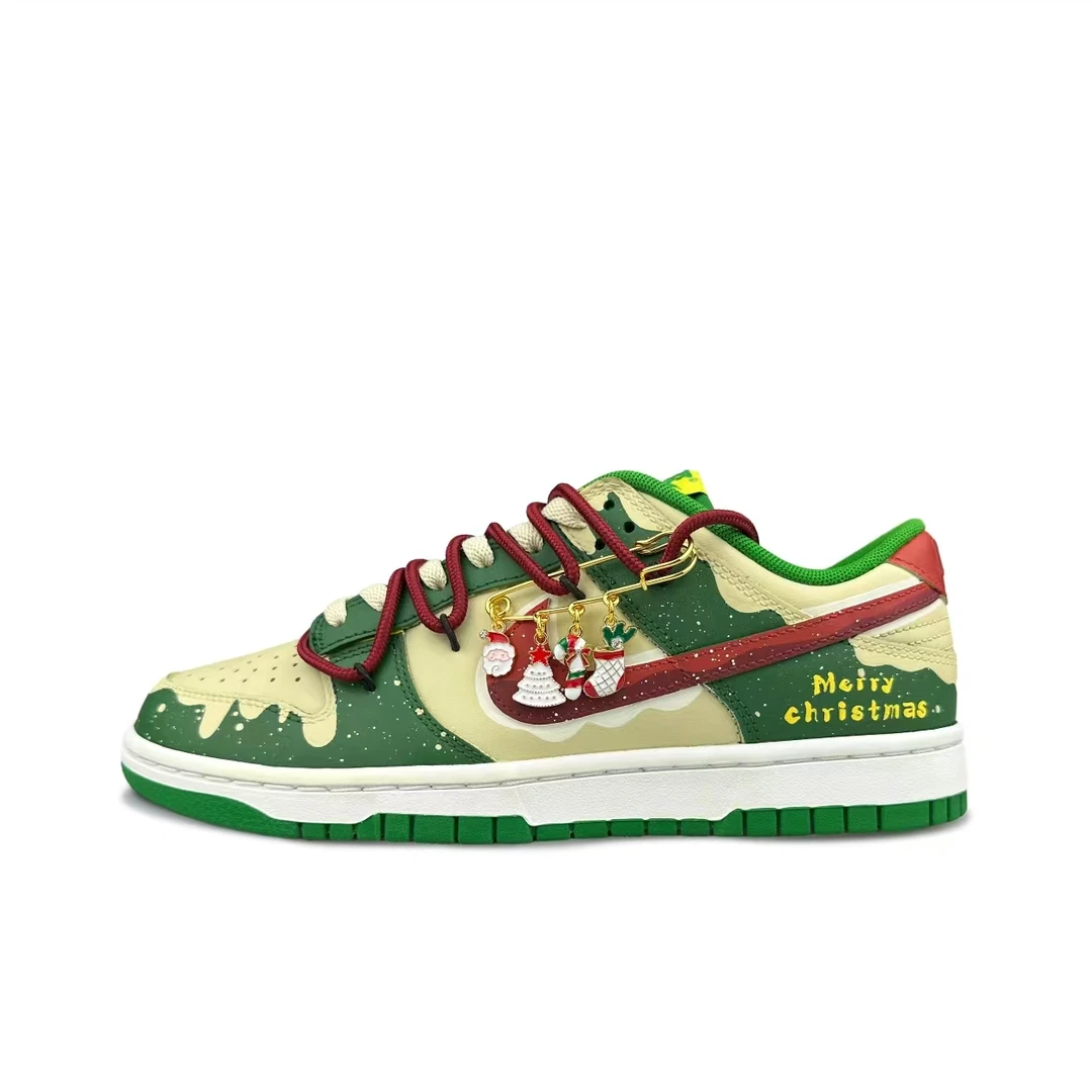 【定制球鞋】 Nike Dunk 圣诞满溢 复古潮流 耐磨防滑 解构 小众