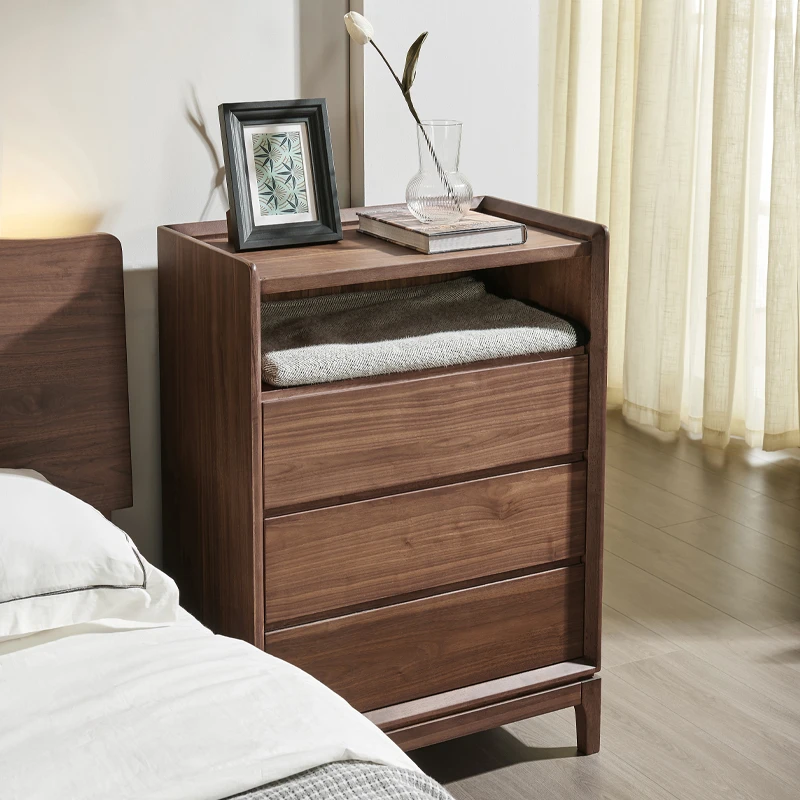 北美黑胡桃实木五斗储物柜客厅双人床收纳柜主卧室多功能储物柜