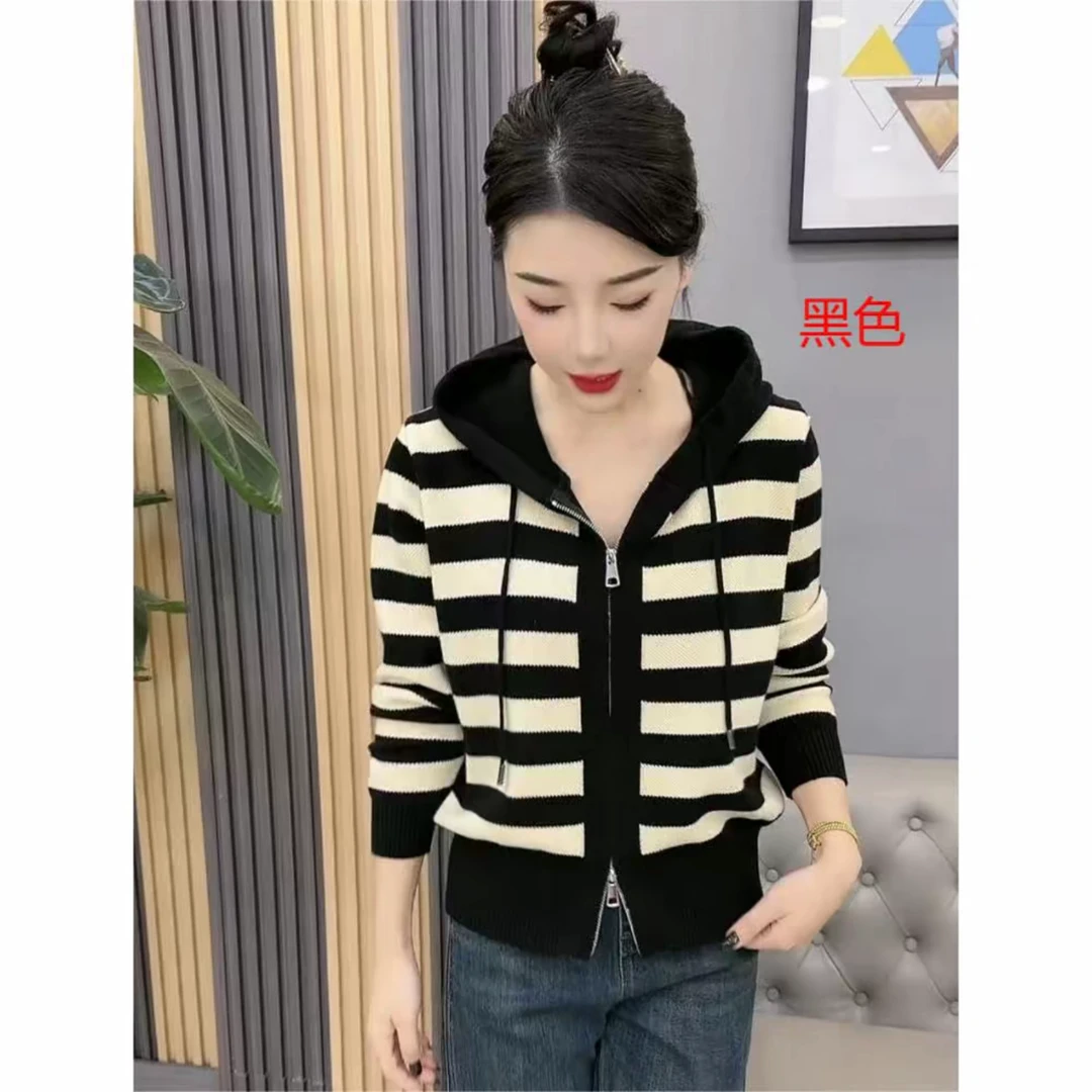 秋季新款连帽针织衫毛衣开衫拉链秋冬款洋气百搭休闲时尚女装外套