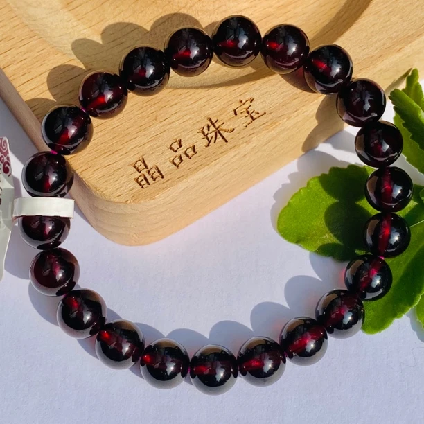 【晶品】天然酒红石榴石8.0毫米轻奢精致手串