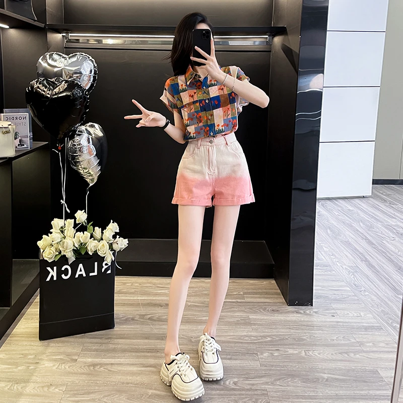 港味休闲衬衫女短袖时尚减龄宽松版显瘦设计感洋气百搭夏季小个子