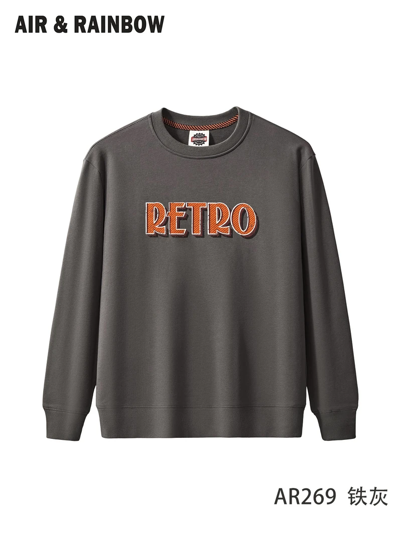 【340客毛圈棉】美式复古男装印花休闲圆领套头牛肚卫衣宽松 AR269