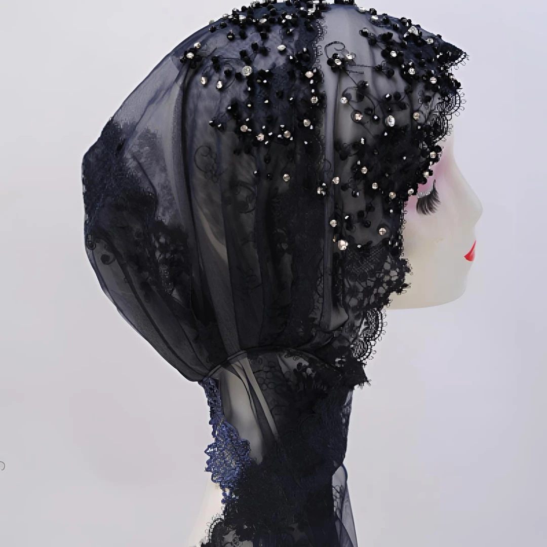 SM高端定制重工刺绣串珠披肩款时尚百搭黑色