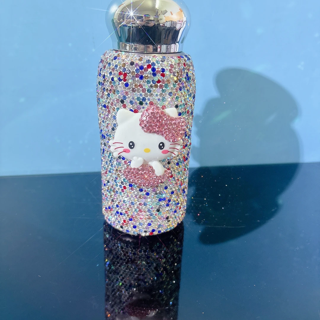 新款kt镶钻茶杯304不锈钢保温杯女士卡通网红满钻可爱彩色水杯