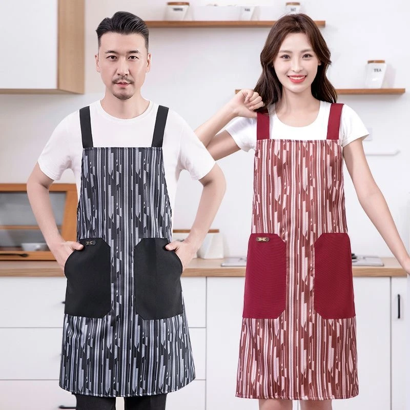 简约条纹围腰防水防油防污透气面料男女同款耐脏耐用餐饮通用围裙