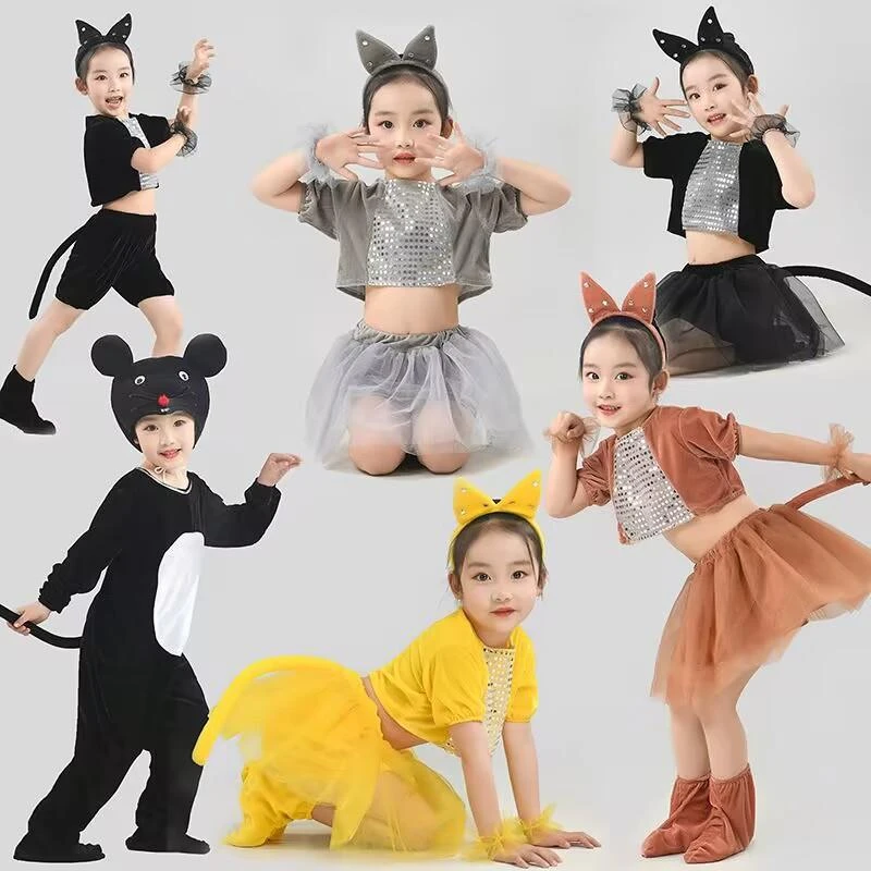 新款小猫演出服儿童动物小花猫六一幼儿园舞蹈表演服春夏秋冬服装