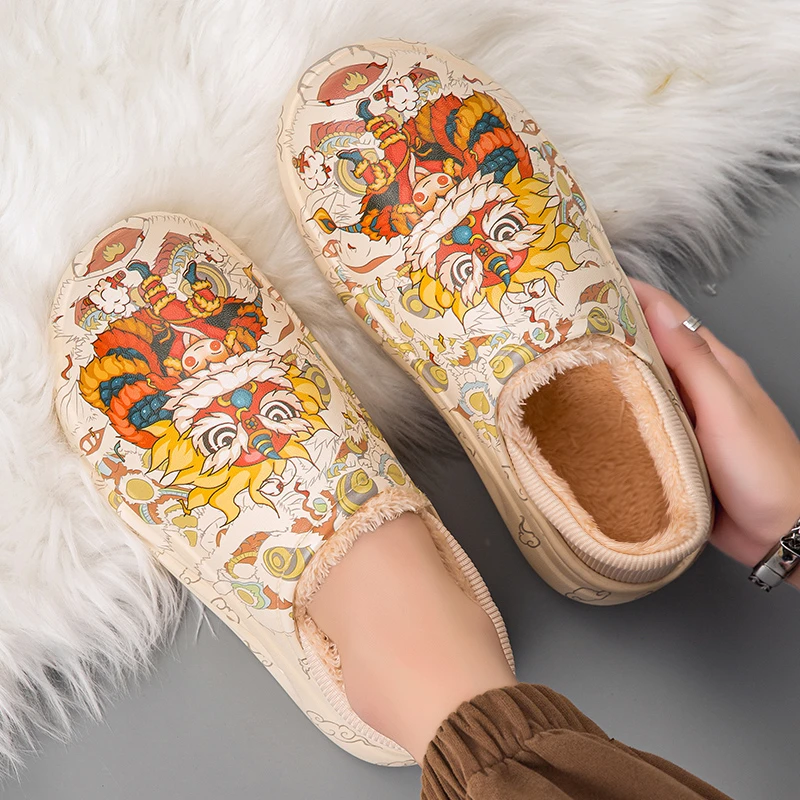 棉拖鞋男冬季包头包跟加绒保暖户外防滑防水加厚男士大码居家棉拖