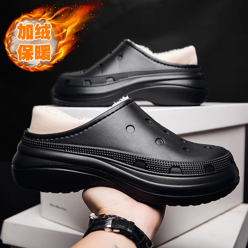 新款棉拖鞋男冬季加绒保暖室内家用包跟棉鞋外穿开车两用防滑防臭