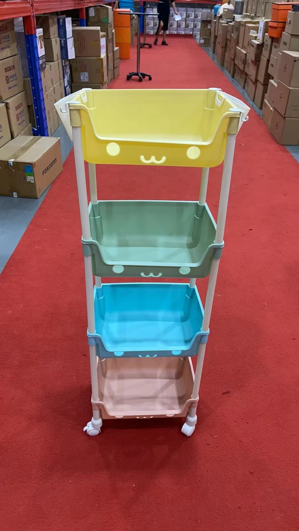 小推车置物架儿童玩具家用零食落地多层客厅收纳书架移动整理架子