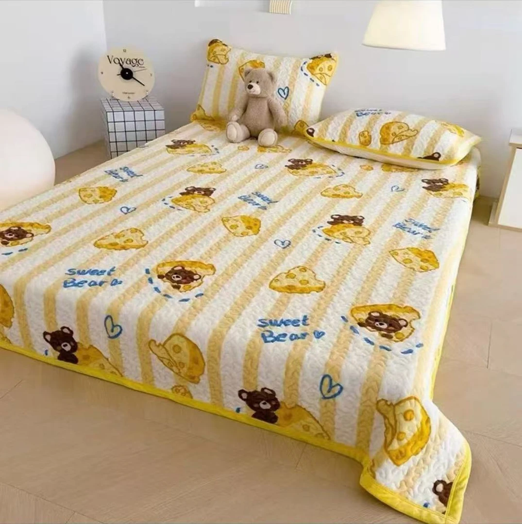 2024新款加厚牛奶绒床盖亲肤田园风双面绗缝可铺可盖多功能