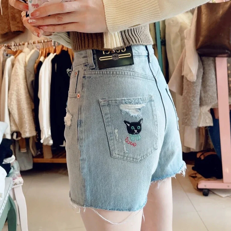 99新 GUCCI/古驰 牛仔短裤/27码/Xspr2937
