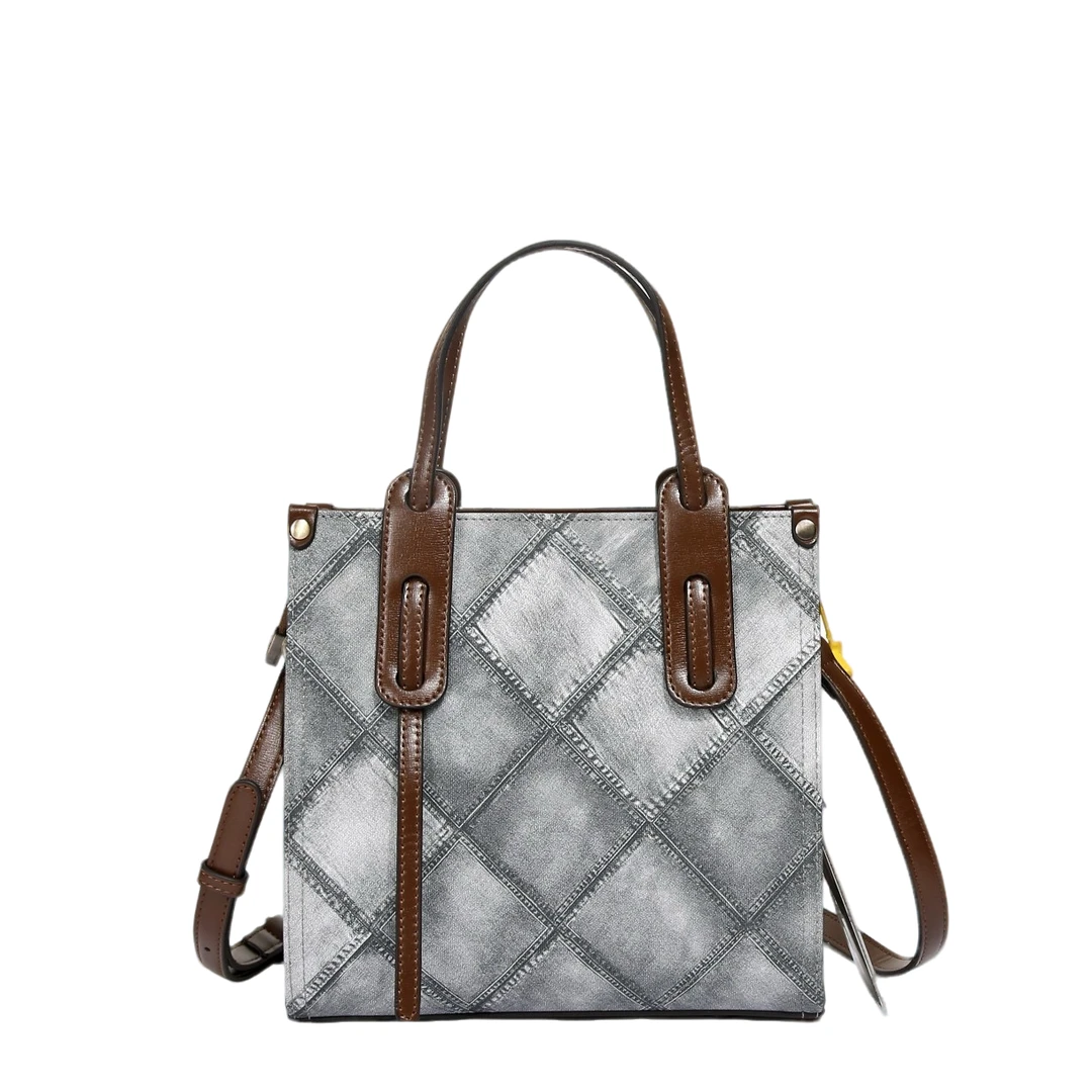 时尚牛仔蓝大容量托特女包单肩斜跨女包0326灰蓝