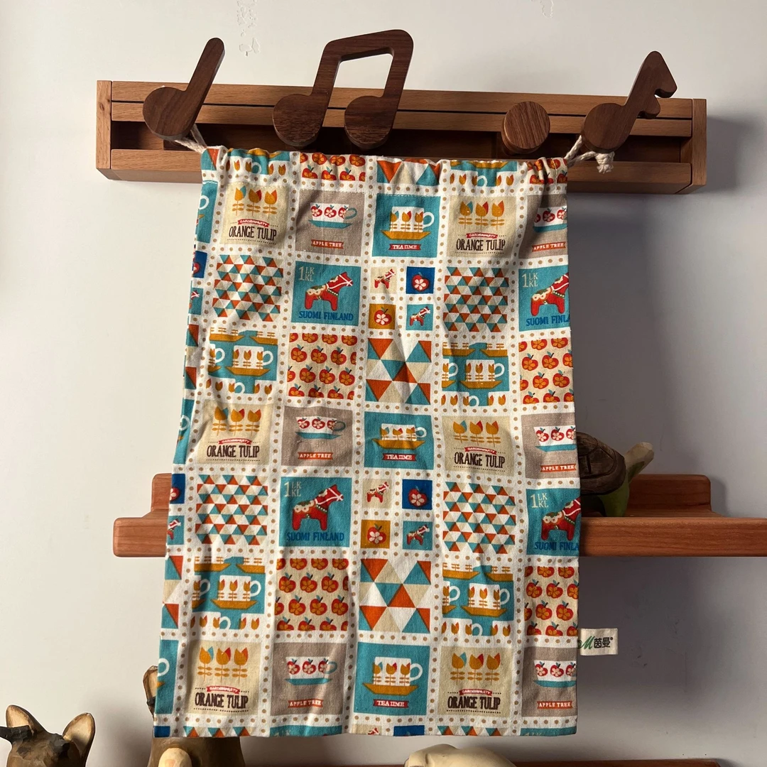 收纳袋束口棉麻抽绳小布袋拉绳收纳包装袋子礼品