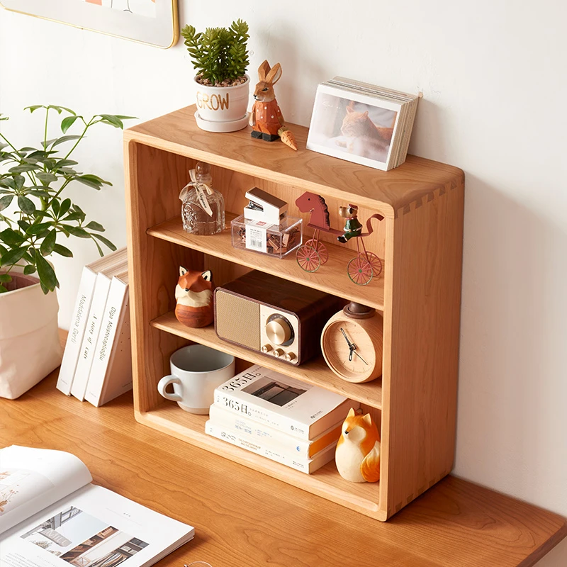 樱桃木桌面收纳小柜北欧茶具咖啡杯子餐边柜展示架实木置物架杯架