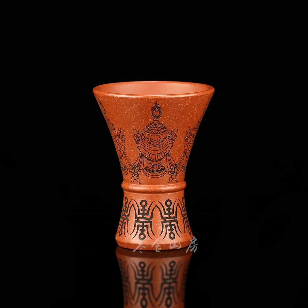 宜兴原矿高段金降坡酒杯型紫砂茶器主人杯100cc