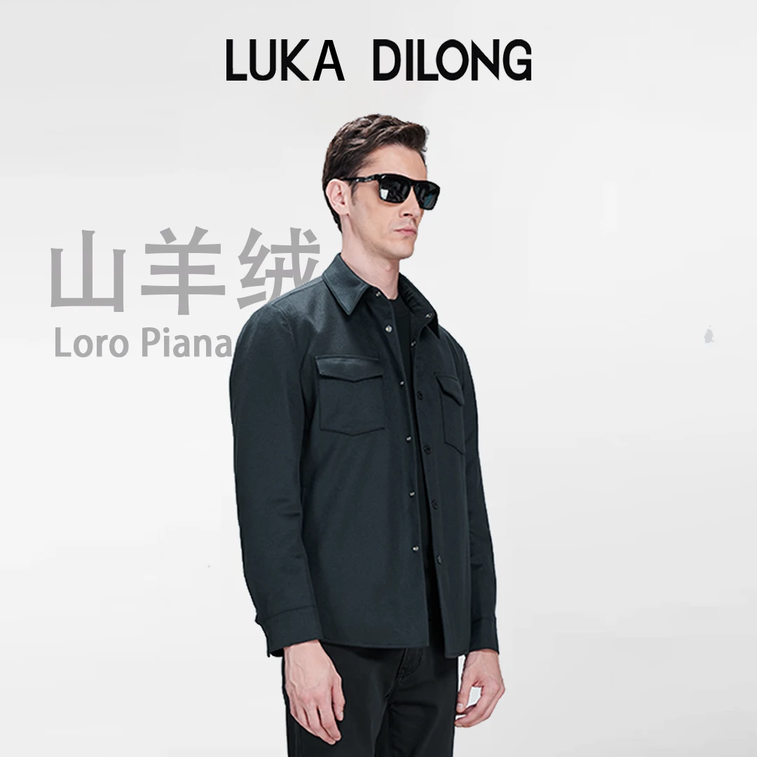 路卡迪龙【山羊绒+白鹅绒】男士冬季厚款保暖翻领羽绒外套155227102