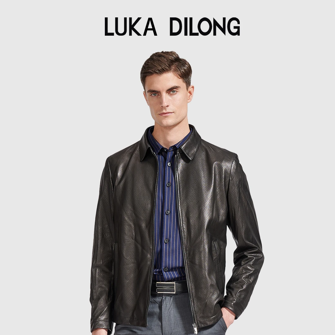 路卡迪龙【羊皮革】新款春秋经典男士商务休闲真皮皮衣-160220501
