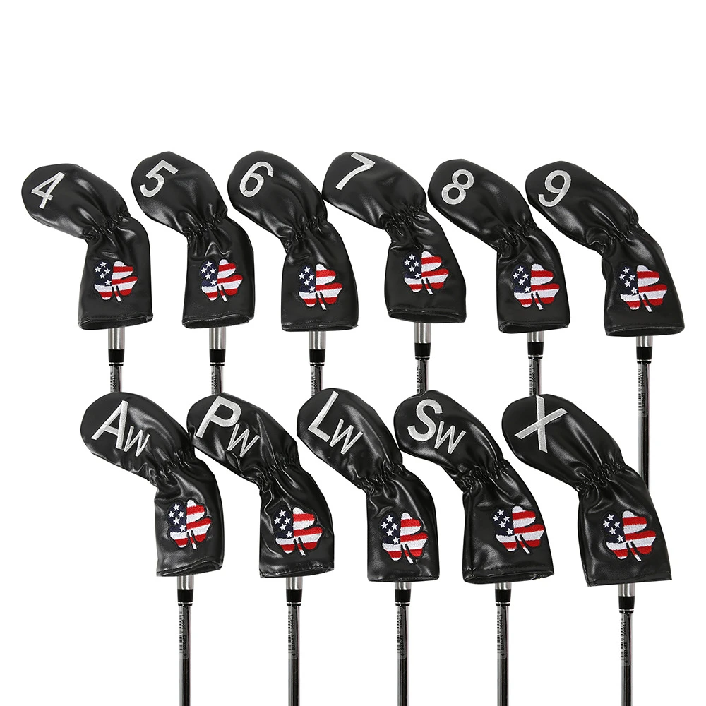 高尔夫球杆套刺绣毛绒铁杆套golf iron headcovers
