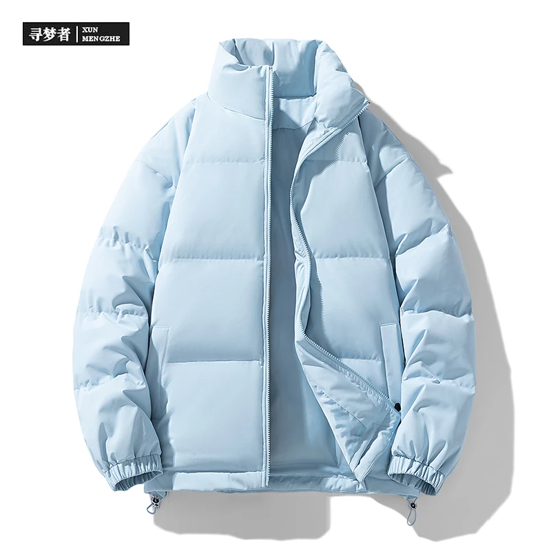 秋冬新款加厚保暖时尚百搭纯色棉服外套情侣款棉衣