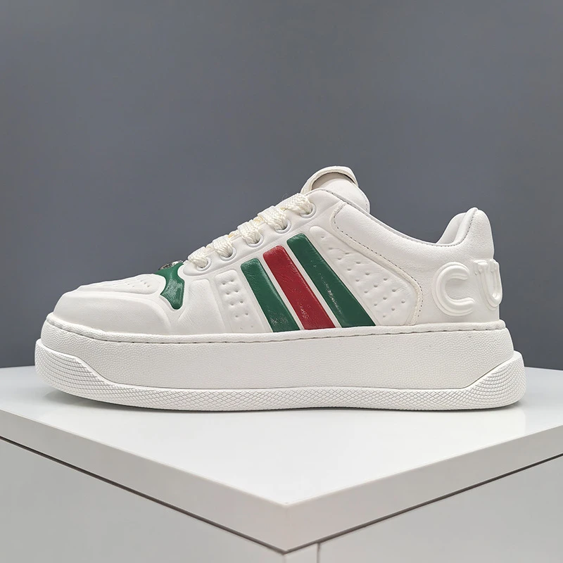 欧洲站2024轻奢新款网红爆款头层牛皮男鞋时尚百搭潮运动流休闲鞋