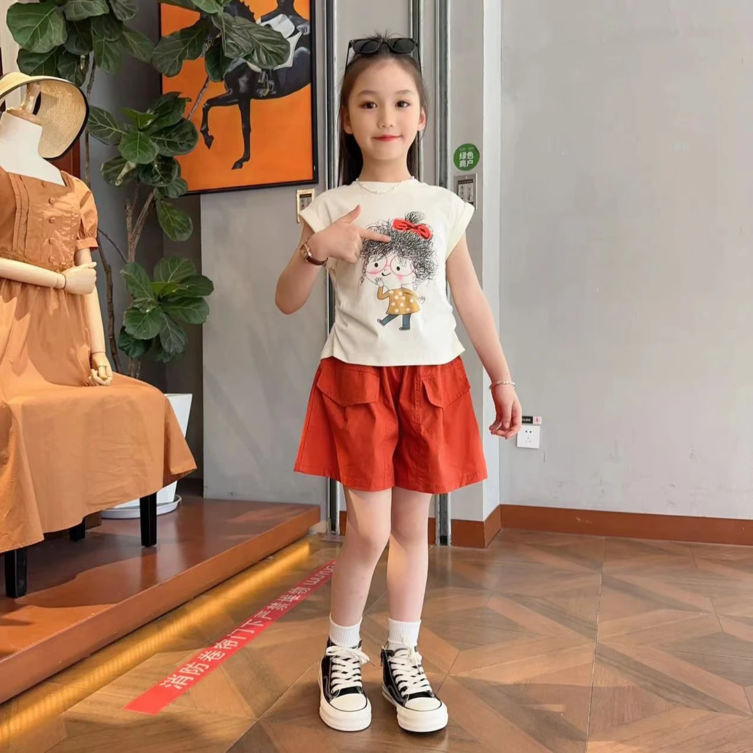 女童套装夏季韩版圆领宽松中大童装时尚休闲衣服小女孩洋气两件套
