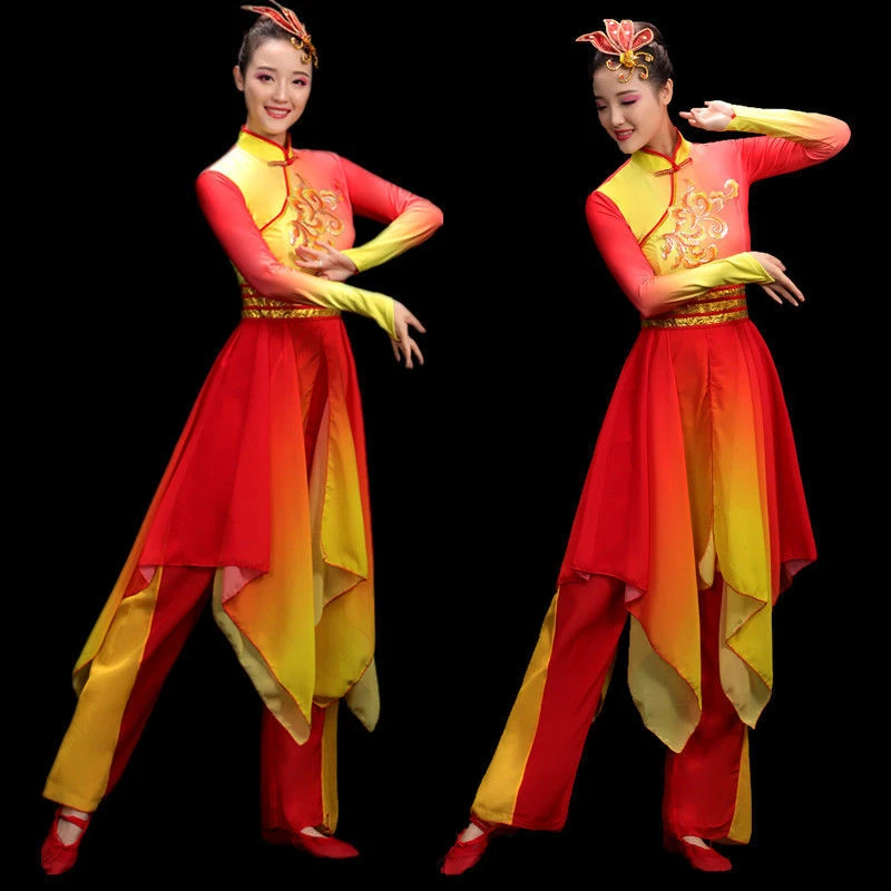 打鼓演出服装女新款中国风喜庆水鼓舞蹈服装现代腰鼓队表演服国庆