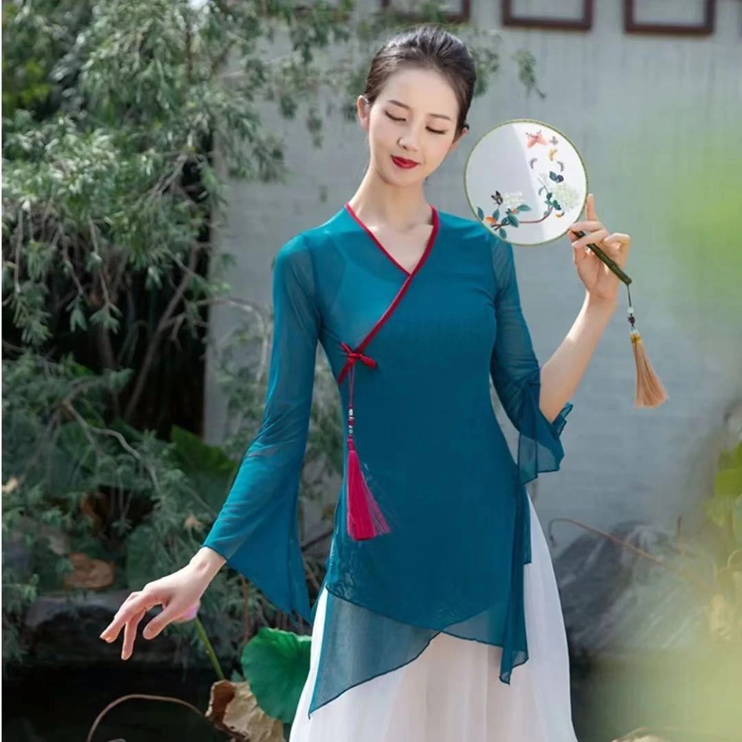 古典舞练功服女舞蹈服装飘逸身韵纱衣中国舞民族舞艺考演出服古风