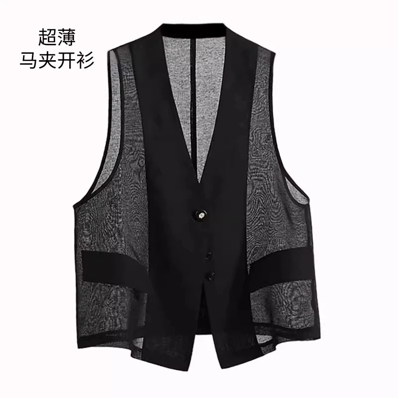 V领无袖马甲女2025年夏季新款透气薄款气质坎肩休闲时髦马夹7628