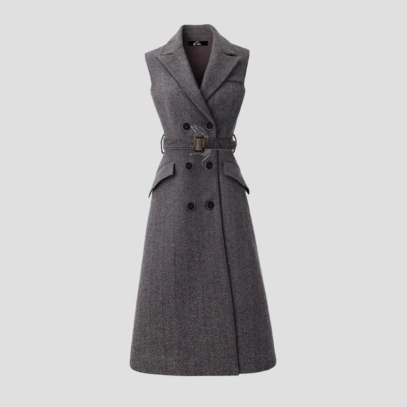 7581毛呢无袖马甲连衣裙秋冬新款呢子叠穿（送穿打底衫）