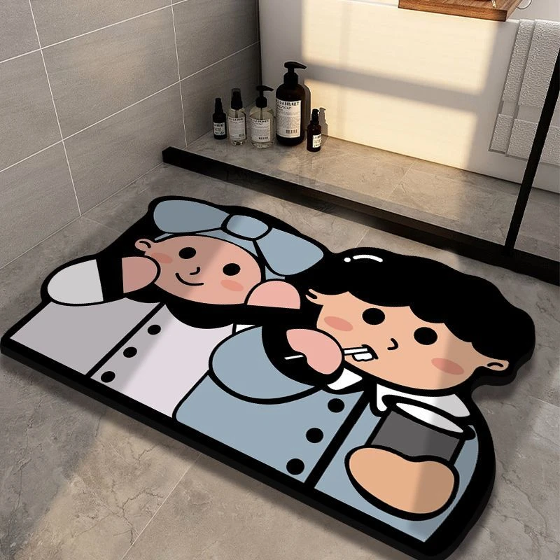 软硅藻泥卡通可爱动漫地垫家用浴室防滑垫卫生间厕所门口吸水脚垫