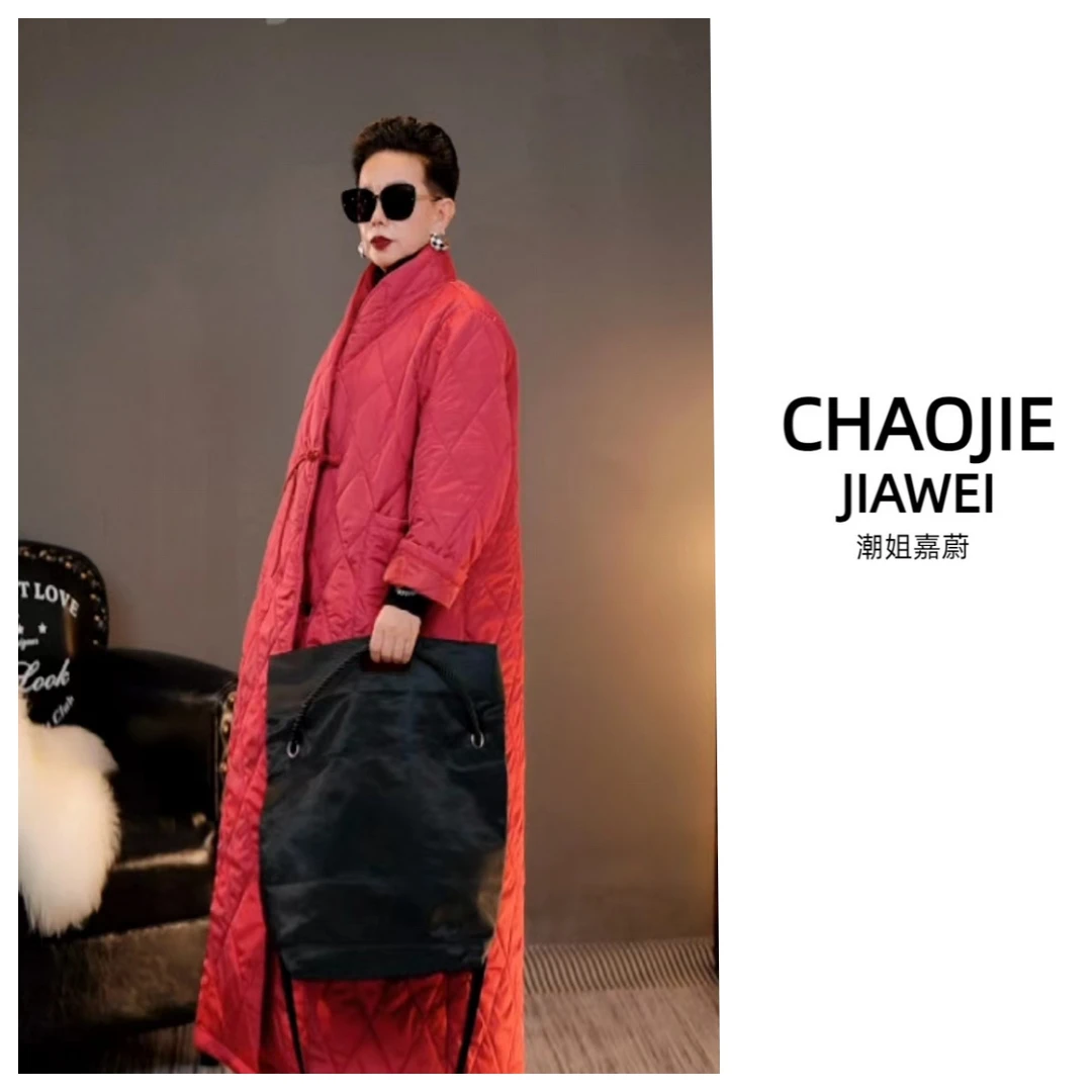 【嘉蔚原创】时尚休闲加长棉服外套#88296
