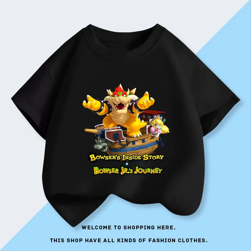 Super Mario酷霸王Bowser Koopa库巴儿童打底T恤男女童夏装上衣服