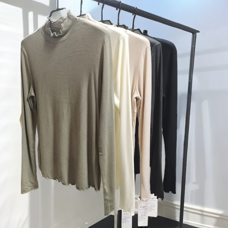 【半高领】螺纹边长袖针织百搭修身显瘦打底衫ND006