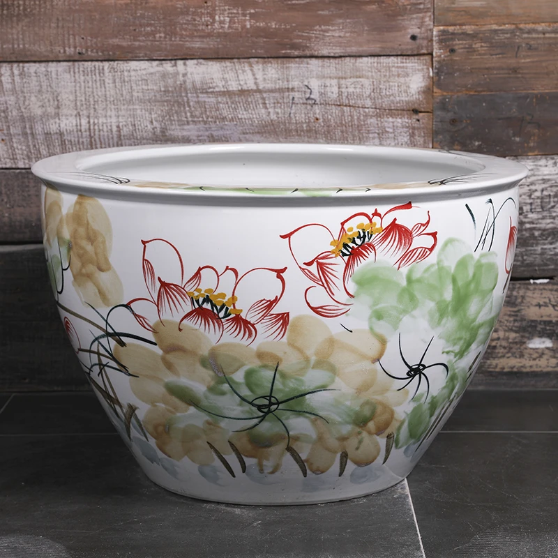 陶瓷鱼缸荷花盆家用庭院睡莲盆庭院造景碗莲盆乌龟缸门面风水摆件