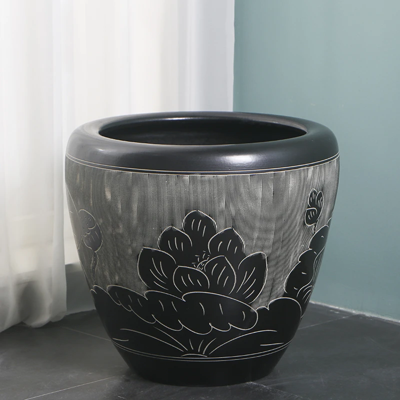 景德镇书房摆件书画卷轴缸养荷花睡莲盆水缸陶瓷鱼缸庭院种树养花