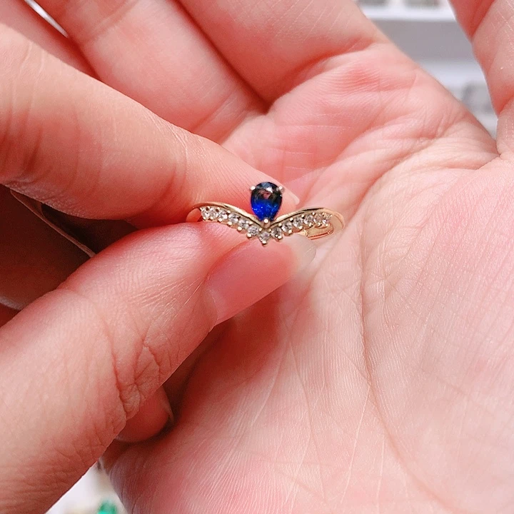 蓝宝石戒指银S925镶嵌