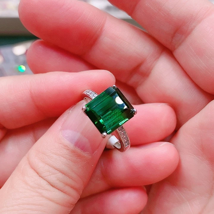 碧玺戒指银S925镶嵌戒指