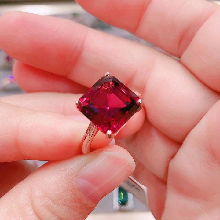 石榴石戒指银S925镶嵌