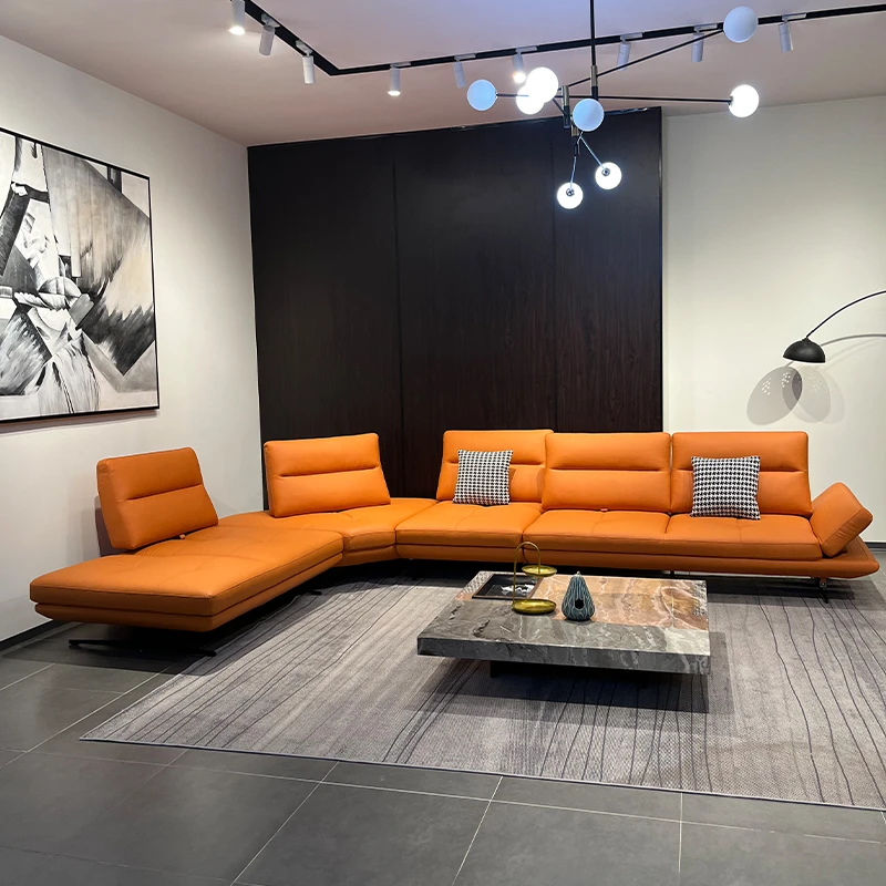 筑睿之家意式极简真皮沙发头层牛皮靠背可调节靠背功能沙发霞慕尼