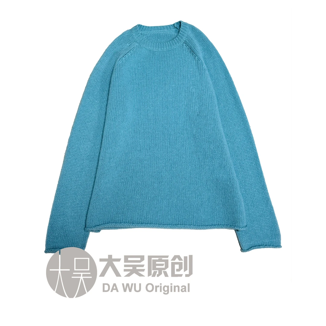 《大吴原创》”小卷边“羊毛衣宽松慵懒风小卷边秋冬时尚简约高级感